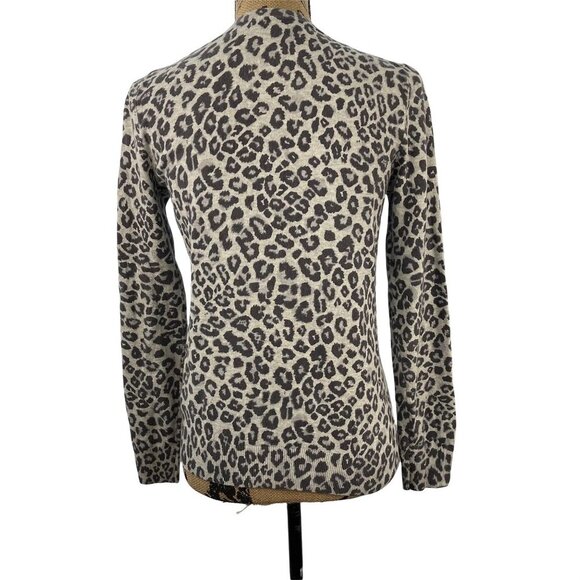 Cardigan Grey Animal Print Leopard Long Sleeve Button Front Size Small - Picture 3 of 7